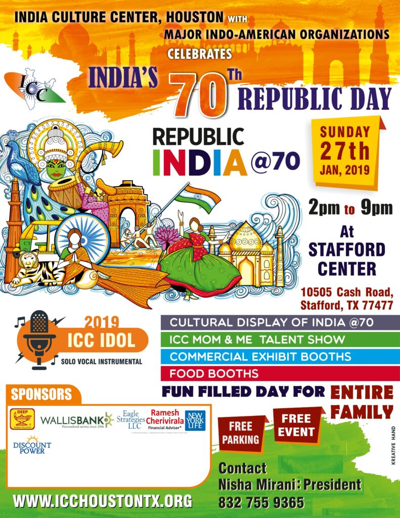 India Culture Center-Houston Celebrates India’s 70th Republic Day